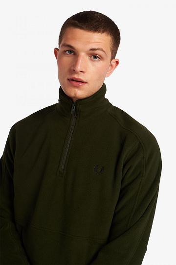 Fred Perry Polar Fleece Half Zip Track Miesten Takki Vihreä | FI 1817ZUTG